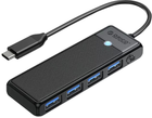 USB-C хаб Orico 4 x USB-A 3.0 5 Gbps Чорний (PAPW4A-C3-015-BK-EP) - зображення 1