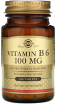 Харчова добавка Solgar Вітамін B6 100 мг 100 рослинних капсул 100 капсул (33984031104) - зображення 1