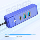 USB-хаб Orico 2 x USB 3.0 + USB-C Синій (PWC2U-U3-015-BL-EP) - зображення 5