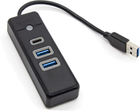 USB-хаб Orico 2 x USB 3.0 + USB-C Чорний (PWC2U-U3-015-BK-EP) - зображення 3