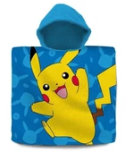 Детское пляжное полотенце пончо Euroswan Pokemon Покемон Пикачу 60х120 см с капюшоном для мальчика 3-7 лет