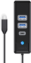 USB-C хаб Orico 2 x USB 3.0 + USB-C Чорний (PWC2U-C3-015-BK-EP) - зображення 2