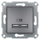 Розетка USB 2.0 port 5V DC, max 2.1 A Asfora Schneider Electric сталь EPH2700262