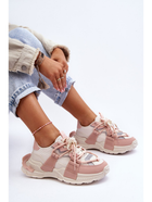 Sneakersy damskie na grubej podeszwie do kostki kolorowe Chillout! 36 Beżowy/Różowy (5905677439397) - obraz 7