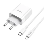 Сетевое зарядное устройство Hoco C80A Rapido PD20W+QC3.0 charger set Type-C to Lightning (EU) White
