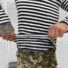 Мужская утепленная Тельняшка в полоску / Трикотажная Кофта на байке черно-белая размер 4XL - изображение 4