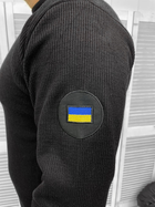 Чоловічий в'язаний светр з вишивкою прапором на рукаві / Тепла кофта чорна розмір M - зображення 3
