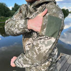 Мужская водонепроницаемая куртка Softshell с капюшоном и липучками под шевроны пиксель размер S - изображение 3