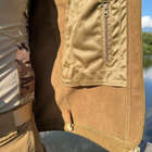 Чоловіча водонепроникна Куртка Softshell з Капюшоном та Липучками під шеврони койот розмір XL - зображення 6
