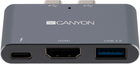 Мультипортова док-станція Canyon 3-в-1 USB Type C (CNS-TDS01DG) - зображення 1