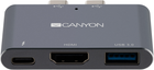 Мультипортова док-станція Canyon 3-в-1 USB Type C (CNS-TDS01DG)