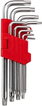 Комплект ключів TORX з отвором Intertool 9 предметів, Т10-Т50, Cr-V (HT-0606)