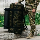 Тактична сумка-баул 120л армійська Оксфорд Камуфляж з кріпленням для каремату та саперної лопати. - зображення 3