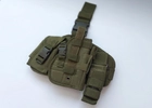 Набедренная тактическая кабура для пистолета Tactic универсальная кобура на пояс с карманом под магазин Олива (holster-1019-olive) - изображение 4