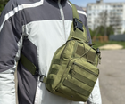 Тактический однолямочный рюкзак городской Tactic сумка барсетка слинг с системой molle на 6 л Олива (095-olive) - изображение 2