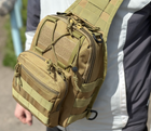 Тактический однолямочный рюкзак городской Tactic сумка барсетка слинг с системой molle на 6 л Койот (095-coyote) - изображение 5