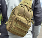 Тактический однолямочный рюкзак городской Tactic сумка барсетка слинг с системой molle на 6 л Койот (095-coyote) - изображение 7