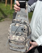 Тактический однолямочный рюкзак городской Tactic сумка барсетка слинг с системой molle на 6 л Пиксель (095-pixel) - изображение 5