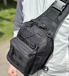 Тактический однолямочный рюкзак городской Tactic сумка барсетка слинг с системой molle на 6 л Black (095-black) - изображение 2