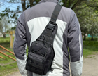 Тактический однолямочный рюкзак городской Tactic сумка барсетка слинг с системой molle на 6 л Black (095-black) - изображение 4