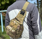 Тактический однолямочный рюкзак городской Tactic сумка барсетка слинг с системой molle на 6 л Мультикам (095-multic) - изображение 4