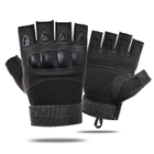 Тактичні рукавички з відкритими пальцями із захистом кісточок XL Чорні - зображення 1