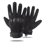 Тактические полнопалые военные перчатки с защитой костяшек закрытые XL Чорные - изображение 1