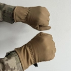 Водонепроницаемые зимние Перчатки SoftShell на флисе с Усиленными ладонями койот размер универсальный - изображение 5