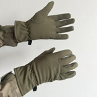 Водонепроницаемые зимние Перчатки SoftShell на флисе с Усиленными ладонями олива размер универсальный - изображение 3