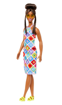 Кукла Barbie "Модница" в платье с узором в ромб (HJT07)