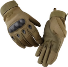 Перчатки тактические полнопалые для военных закрытого типа L цвет Хаки с защитой на костяшках пальцев на липучке - изображение 1