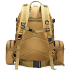 Тактичний військовий армійський рюкзак military 60 л койот з змінними 3 підсумками для ЗСУ похідний Дволямковий Oxford 600 50х46х28 см - зображення 3