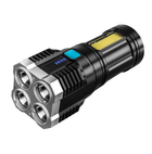 Аккумуляторный фонарь X509 с боковым диодом СОВ (зарядка от USB) Черный
