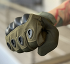Тактичні повнопалі рукавички Tactic армійські рукавички із захистом кістячок розмір L колір Олива (pp-olive-l) - зображення 3