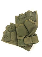 Тактические военные перчатки с открытыми пальцами перчатки беспалые хаки L - изображение 2