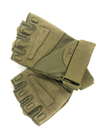 Тактические военные перчатки с открытыми пальцами перчатки беспалые хаки M - изображение 1