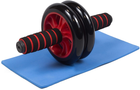 Ролик колесо для преса EasyFit Ab Wheel Double EF-1352-R подвійний з килимком (тренажер гімнастичний для м'язів пресу) Червоний (56001535)