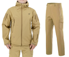 Тактична комплект (куртка та штани) Eagle Soft Shell JA-01 Eagle PA-01 на флісі Пісок (Койот) L - зображення 1