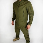 Зимний мужской Костюм SoftShell на флисе / Водонепроницаемый Комплект Куртка с капюшоном + Брюки хаки размер M - изображение 1