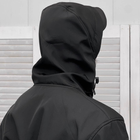 Демісезонна чоловіча Куртка SoftShell з капюшоном та додатковими кишенями чорна розмір S - зображення 4