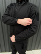 Мужская Куртка с капюшоном SoftShell на флисе черная размер M - изображение 3