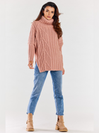 Sweter z golfem damski luźny Awama A477 1220688 One Size Różowy (5902360564916) - obraz 4