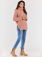 Sweter z golfem damski luźny Awama A477 1220688 One Size Różowy (5902360564916) - obraz 5