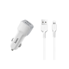 Адаптер Hoco автомобільний Lightning cable Z23 2USB 2.4A white