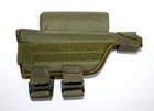 Щока на приклад зброї регульована BB1, накладка підщічник на приклад АК, гвинтівки, рушниці з панелями під патронташ Олива - зображення 1