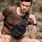 Сумка через плечо мужская тактическая слинг Protector Plus 202X-Molle армейский однолямочный мини-рюкзак, нагрудный Черный - изображение 7