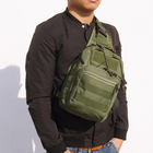 Сумка через плечо мужская тактическая слинг Protector Plus 202X-Molle армейский однолямочный мини-рюкзак, нагрудный Олива - изображение 7