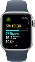 Smartwatch Apple Watch SE (2023) GPS 40mm Silver Aluminium Case with Storm Blue Sport Band - S/M (MRE13) - obraz 6