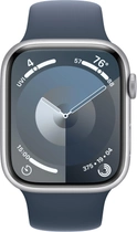 Smartwatch Apple Watch Series 9 GPS 45mm Silver Aluminium Case with Storm Blue Sport Band - S/M (MR9D3) - obraz 2