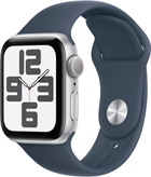 Smartwatch Apple Watch SE (2023) GPS + Cellular 40mm Silver Aluminium Case with Storm Blue Sport Band - S/M (MRGJ3) - obraz 1